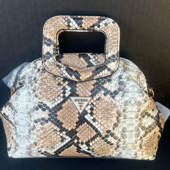 New GUESS Errin Snakeskin Small Frame Satchel - Picture 6 of 10